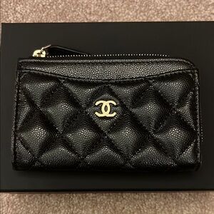 Chanel Black Quilted Leather Wallet